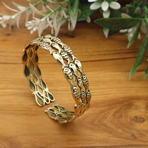 Golden Fish Bangle Antique Brass Cuff <b>Bracelet</b> Bohemian Adjustable Open Cuff Handmade Gift for Her - Product Image 1