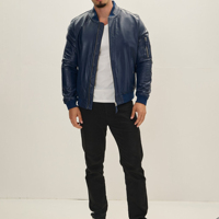 Blouson Bomber Homme en PU Design Premium, Motif Gaufré, Fermeture Éclair, Col Montant, Veste Homme en Cuir Végétalien pour l'Automne