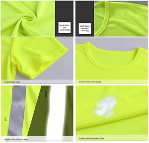 Camiseta Polo de Trabajo de Manga Corta para Hombre, ANSI Clase 1, Impermeable, de Poliéster, Alta Visibilidad, Reflectante, con Luz LED Intermitente - Product Image 3