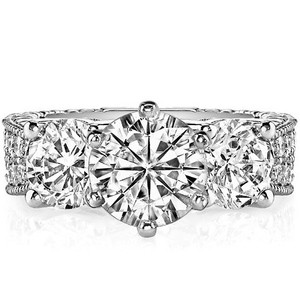 Bague de Fiançailles et de Mariage de Luxe en Moissanite Taille Brillant, Plaqué Or Blanc sur Argent Sterling 925, Sertissage à Griffes - Product Image 1