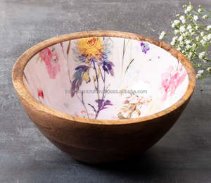 Bols en bois décoratifs fabriqués à la main-Bois de noyer et de manguier pour la décoration de fête - Product Image 4