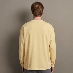 เสื้อยืดแขนยาวทรงหลวมแบบสปอร์ตคอกลมผ้าฝ้าย 100% สำหรับผู้ชาย เสื้อวิ่งออกกำลังกายทรงโอเวอร์ไซส์ - Product Image 2