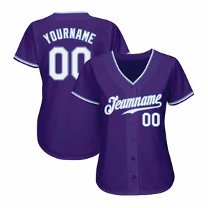 Camiseta de Béisbol Personalizada Morada con Nombre y Número del Equipo, Manga Corta, Cuello en V, Ropa Deportiva para Hombre - Product Image 3
