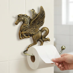 Porte-papier toilette mural en métal de style américain vintage fait main avec des perles décoratives, finition laiton, imperméable - Product Image 3