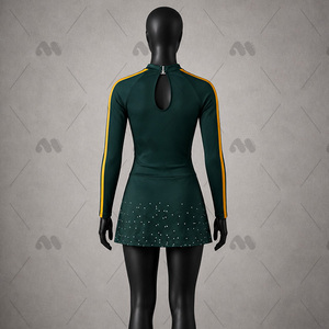 Ensemble d'uniformes de cheerleading personnalisés en polyester avec impression par transfert thermique, jupe à manches longues, broderie de strass, kit d'équipe pour filles - Product Image 5