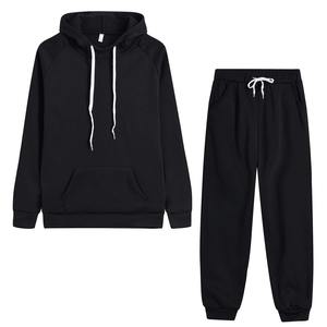 New Customized 100% Cotton Fleece Tracksuit 2 Pieces Set Pullover Hoodies <b>Pants</b> Sport Suit Winter Warm Sweatshirt Suit For Men - Product Image 3