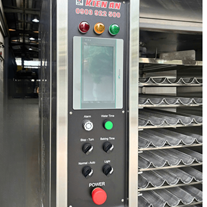 Horno de panadería a gas de 16 bandejas, estilo industrial con estantería giratoria, para producción masiva de pan en panaderías comerciales, hoteles y plantas de alimentos. - Product Image 3