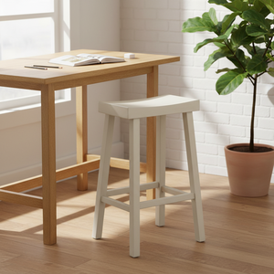 Tabouret de bar haut en bois d'hévéa massif, rond, moderne, minimaliste, mobilier de maison durable et léger - Product Image 4