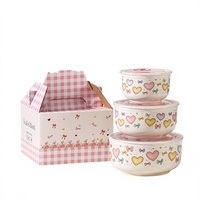Ensemble de bols en céramique scellés de 3 tailles avec couvercles, étanches, sans BPA, durables, écologiques, résistants à la chaleur, style vintage minimaliste, compatibles lave-vaisselle