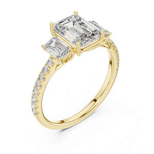 LUXURY 1.75CT EMERALD CUT LAB GROWN DIAMOND <b>RING</b> WITH PAVE SET IN 18KT YELLOW GOLD VALENTINE ENGAGEMENT PARTYWEAR FOR WOMEN - Product Image 1