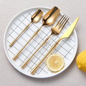 Juego de cubiertos de acero inoxidable dorado espejo duradero para bodas occidentales, juego de cubiertos nórdicos de acero inoxidable con efecto espejo - Product Image 4