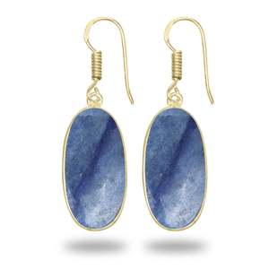 Pendientes de Diseño de Alta Gama, Elegantes y Modernos, con Aventurina Natural Plateada, Color Azul, para Fiesta, a Precio de Fábrica - Product Image 3