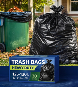 ถุงขยะเชิงพาณิชย์ TH GB-005 พรีเมียม ขนาด 33 แกลลอน สีดำ ผลิตจาก HDPE คุณภาพสูง ป้องกันการรั่วซึม ปิดผนึกด้วยความร้อน จำหน่ายแบบยกแพ็ค สำหรับโรงแรม ร้านอาหาร - Product Image 4