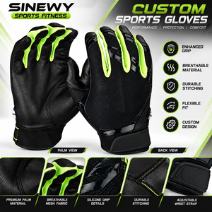 Gants de frappe en cuir noir et vert SINEWY SPORTS, légers, respirants, ambidextres, fermeture à boucle auto-agrippante, durables, entraînement unisexe - Product Image 6