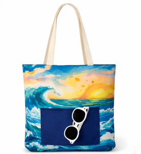 Sac de plage et de shopping en toile de coton de taille moyenne, motif lettres, avec poignée épaule et poche – Durable, tendance, pour jeunes femmes - Product Image 4