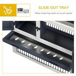 Recinto per Conigli da Interno ed Esterno a 2 Livelli 59 con Tetto Apribile Grigio Scuro - Per i Tuoi Coniglietti - Product Image 6