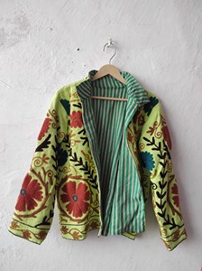 Sujani Eco-Friendly 100% Cotton <b>Quilted</b> Breathable Knitted Bomber <b>Jacket</b> with Letter Detail-Winter/Autumn/Spring Ready - Product Image 2
