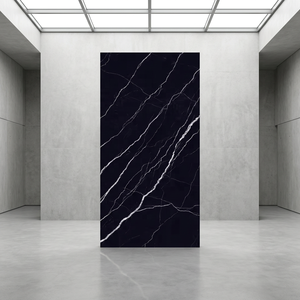 Dalle en pierre frittée en porcelaine Marquina Nero Matt 160x320cm, finition brillante Calacatta Blanc, pour sol extérieur, carrelage en porcelaine pour chambre. - Product Image 3