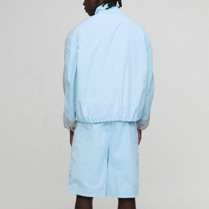 Ensemble court coupe-vent personnalisé en polyester et nylon, respirant, imprimé, veste et short, survêtement d'hiver zippé 2 pièces - Product Image 3