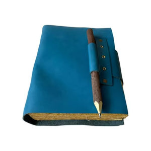 Diario de Cuero Azul Hecho a Mano, Cuaderno de Escritura Vintage de Tapa Blanda, Diario de Hechizos, Planificador de Viajes, Encuadernado con Hilo Cosido, Regalo con Borde Deshilachado - Product Image 1