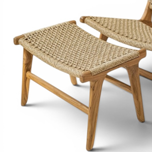 Sofás de Lujo Premium de Madera de Teca Sólida para Sala de Estar, Sillón de Respaldo Alto, Otomana, Conjunto de Sillas Tejidas a Mano con Cuerda, para Patio - Product Image 3