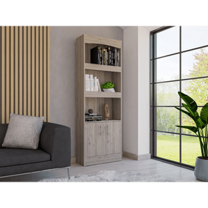 Libreria Dozza di Depot E Shop, grigio chiaro, con tre ripiani e doppia anta, con ferramenta in metallo - Product Image 1