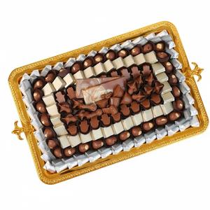 Bandeja de metal ovalada elegante de calidad premium con asas para servir chocolates, plato para chocolates para bodas y ocasiones especiales. - Product Image 5