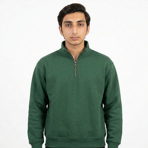 Sweat-shirt personnalisé pour homme à col montant zippé, en molleton de coton, coupe ample, style décontracté, athlétique et streetwear - Product Image 1