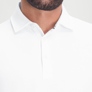 Men's <b>White</b> BUTTON UP Collar <b>Polo</b> Slit Hem Short Sleeve Casual Business <b>Golf</b> Breathable <b>Polo</b> T-Shirt - Product Image 3