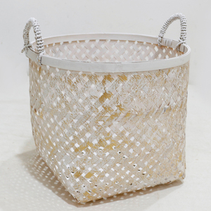 Cesta de Almacenamiento de Bambú Tejida a Mano con Asa, Contenedor Organizador Ecológico para Lavandería, Cocina, Guardería - Product Image 2