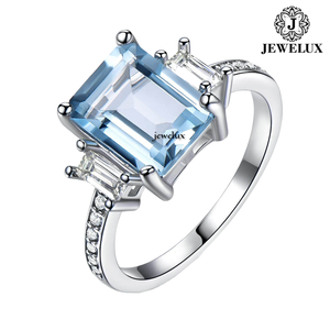 Jewelux Women's 925 <b>Silver</b> Rhodium Plated Morganite Engagement <b>Ring</b> With <b>Emerald</b> Cut Prong Setting Classic Style - Product Image 4
