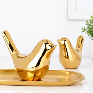 Figurine décorative d'oiseau doré de luxe, statue d'oiseau en métal faite à la main, décoration de table pour la maison - Product Image 3