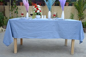 Light Luxury Custom Solid Color Rectangular Dining Table Cover 100%Cotton Fabric <b>Tablecloth</b> Stone Washed - Product Image 4