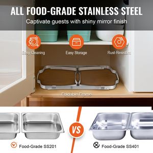 Set di scaldanti rettangolari da 2 confezioni con 2 padelle da 8Qt a grandezza naturale e 4 padelle da 4Qt a mezza taglia per bevande - Product Image 3