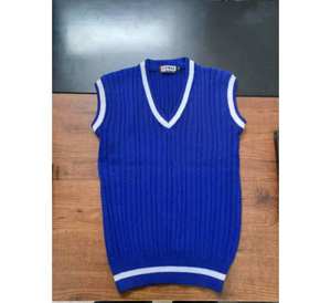 เสื้อสเวตเตอร์นักเรียนสีน้ำเงินแบบ OEM คุณภาพสูง แขนสั้น ออกแบบสำหรับเด็ก ใส่ในฤดูหนาว ผลิตตามสั่ง - Product Image 2