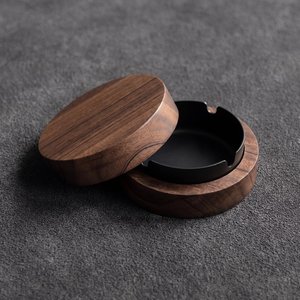 Cendrier carré en bois portable au design minimaliste et moderne, style classique créatif pour la maison, avec une esthétique raffinée - Product Image 5