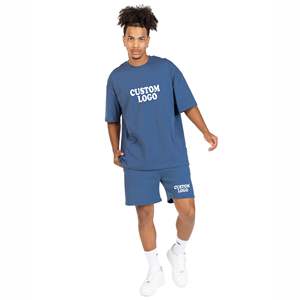 Conjunto de Camiseta y Pantalones Cortos de Alta Calidad, Logotipo Impreso en DTG, Ropa Urbana Personalizada, Conjunto de Dos Piezas, Hip Hop, Algodón, Conjuntos de Camisetas al por Mayor para Hombre - Product Image 1