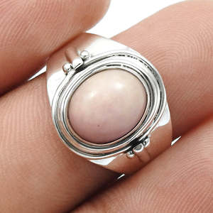 925 Sterling <b>Silver</b> <b>Ring</b> With Oval Shaped Bezel <b>Set</b> Pink Opal Gemstone Best Selling Bohemian Statement <b>Ring</b> In Good Quality - Product Image 2