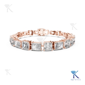 Lab Grown Diamond Radiant & Ascher Cut Tennis <b>Bracelet</b> 14K 18K <b>Solid</b> Gold Fine Women Luxury Bridal Jewelry Manufacturer - Product Image 5