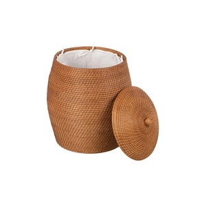 Round Rattan <b>Basket</b> <b>with</b> a rounded center and <b>lid</b> Handmade Storage <b>Basket</b> Wholesale eco-friendly Made in Viet Nam - Product Image 3