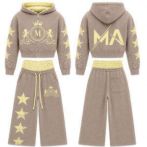 Men Blue Orange Star Print Stonewashed Tracksuit Set Full Length 100% Cotton 450 Gsm Acid Wash Casual Loose Fit Winter Wear - Product Image 6
