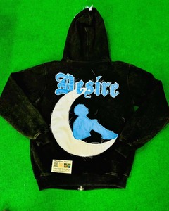 Sweat-shirt à capuche zippé en polaire noir pour homme City Boyz, design avec lettres appliquées, style streetwear, coupe ample - Product Image 2