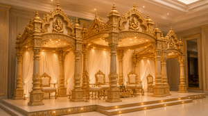 Temple Mandapam en or impérial pour les mariages d'Inde du Sud, style traditionnel tamil, Mandapam de mariage avec Ganesha, États-Unis - Product Image 2