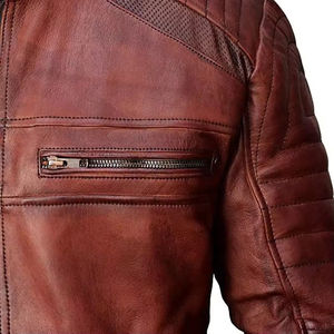 Chaqueta de Cuero Genuino para Hombre, Diseño Personalizado al por Mayor en Línea 2026, Chaqueta de Cuero Genuino Marrón Cálida para Hombre - Product Image 4