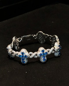 Bracelet Trèfle Cubain en Argent S925, Bijoux Hip Hop de Luxe, Moissanite Colorée, Sertie de Pierres - Product Image 2