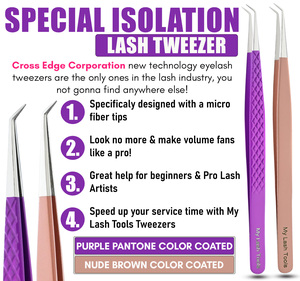 แหนบต่อขนตาปลายไฟเบอร์แบบมืออาชีพ โค้งและตรง สำหรับแยกขนตา - Product Image 3