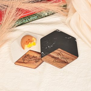 Ensemble de sous-verres en marbre et bois NEHA ENTERPRISES, porte-boissons luxueux fait main pour le bureau et la salle à manger - Product Image 4