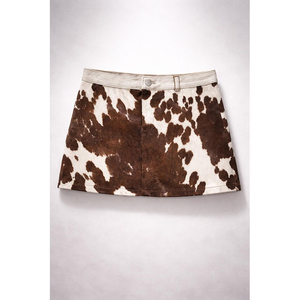 Jupe en cuir véritable de vache à poils pour femme, mini-jupe taille haute, mode luxe, créateur, prix abordable, OEM - Product Image 3