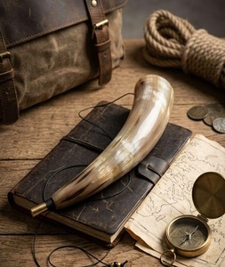 Authentic Nautical Style Eco-Friendly Handmade Organic Material Customized Shape Animal Theme Buffalo Horn <b>Mug</b> Metal <b>Stand</b> Home - Product Image 3