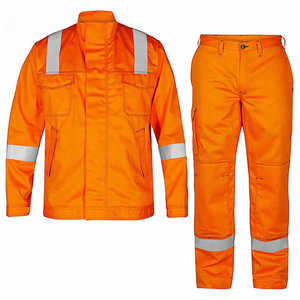 Orange Reflective Safety Set High Visibility Jacket <b>Trousers</b> Construction Utility Uniform Industrial Jobsite Protective Clothing - Product Image 1